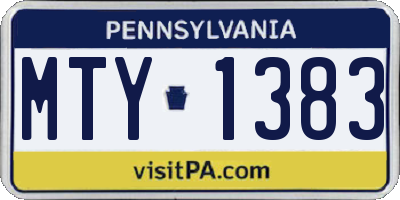 PA license plate MTY1383