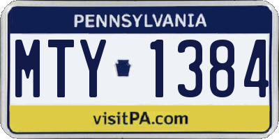 PA license plate MTY1384