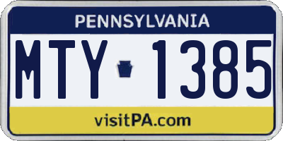 PA license plate MTY1385