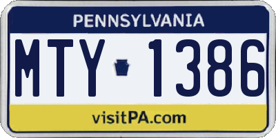 PA license plate MTY1386