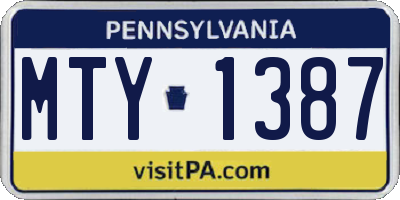 PA license plate MTY1387