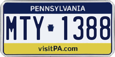 PA license plate MTY1388