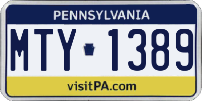 PA license plate MTY1389
