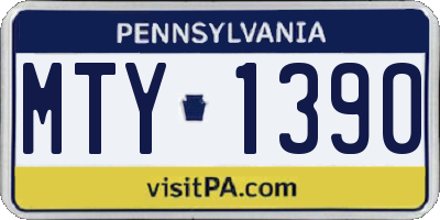 PA license plate MTY1390