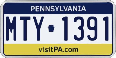 PA license plate MTY1391