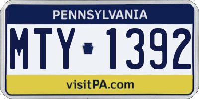 PA license plate MTY1392