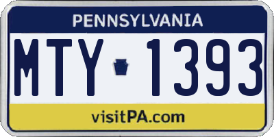 PA license plate MTY1393
