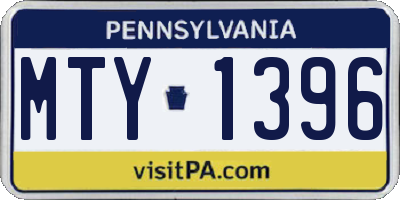 PA license plate MTY1396