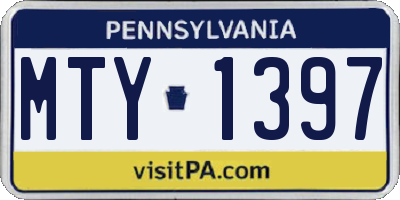 PA license plate MTY1397