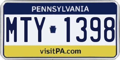 PA license plate MTY1398