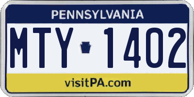 PA license plate MTY1402
