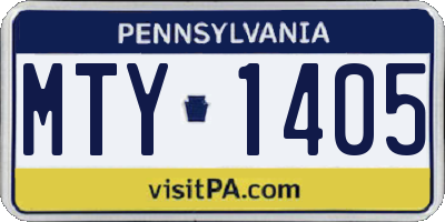 PA license plate MTY1405