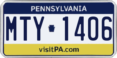 PA license plate MTY1406