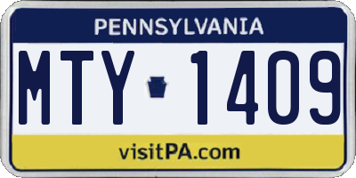 PA license plate MTY1409