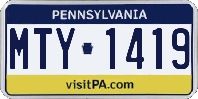 PA license plate MTY1419
