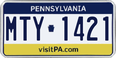 PA license plate MTY1421