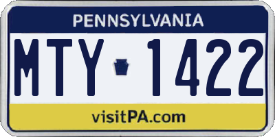 PA license plate MTY1422