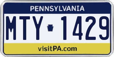 PA license plate MTY1429