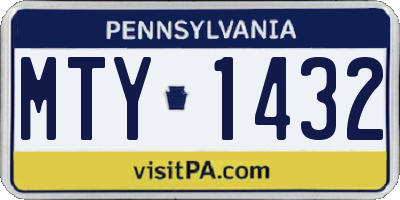 PA license plate MTY1432