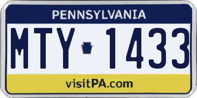 PA license plate MTY1433