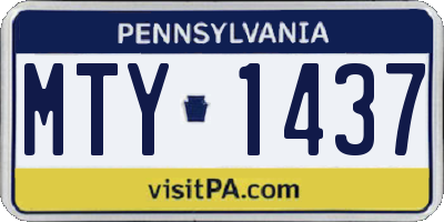 PA license plate MTY1437