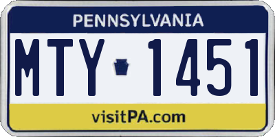 PA license plate MTY1451
