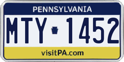 PA license plate MTY1452