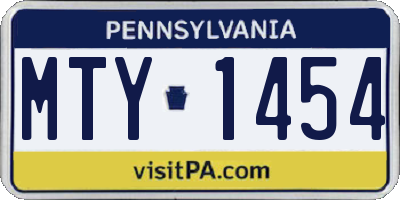 PA license plate MTY1454