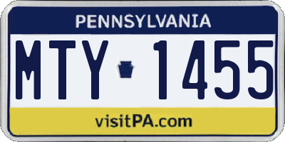 PA license plate MTY1455