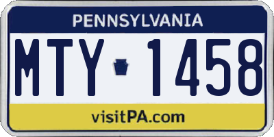 PA license plate MTY1458