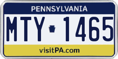 PA license plate MTY1465
