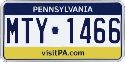 PA license plate MTY1466