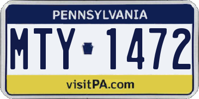 PA license plate MTY1472