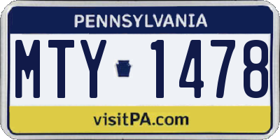 PA license plate MTY1478