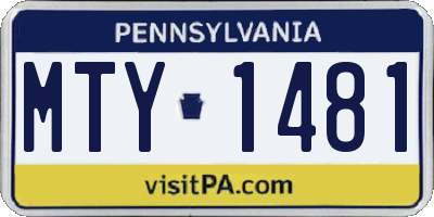 PA license plate MTY1481