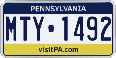 PA license plate MTY1492