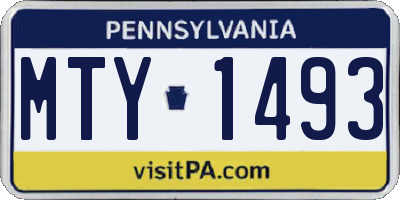 PA license plate MTY1493