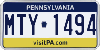PA license plate MTY1494