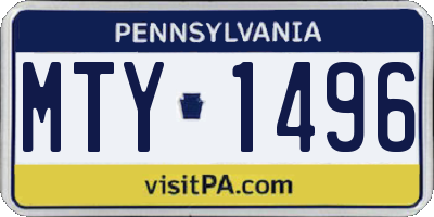 PA license plate MTY1496