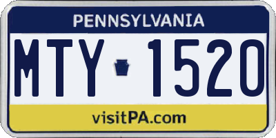 PA license plate MTY1520