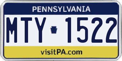 PA license plate MTY1522