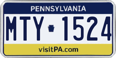 PA license plate MTY1524