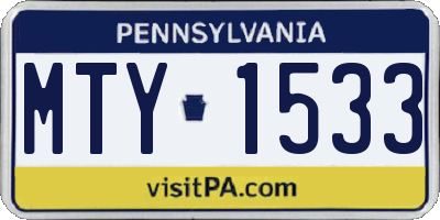 PA license plate MTY1533