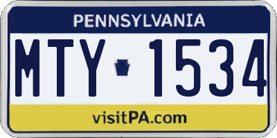 PA license plate MTY1534