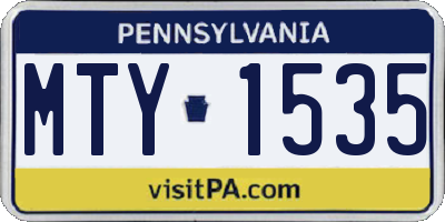 PA license plate MTY1535