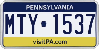 PA license plate MTY1537