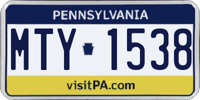 PA license plate MTY1538