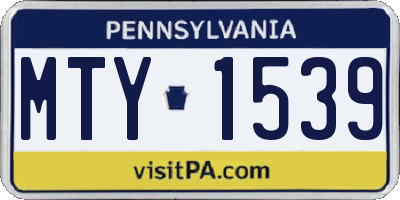 PA license plate MTY1539