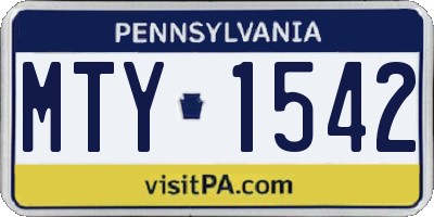 PA license plate MTY1542