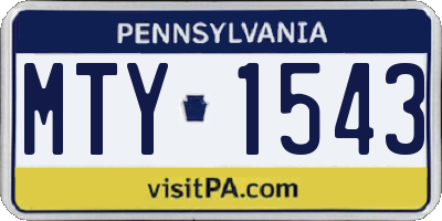 PA license plate MTY1543